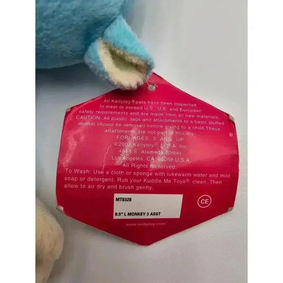 Kuddle Me Toys 2002 Rare Blue Monkey 8.5" Stuffed Animal - Picture 14 of 16